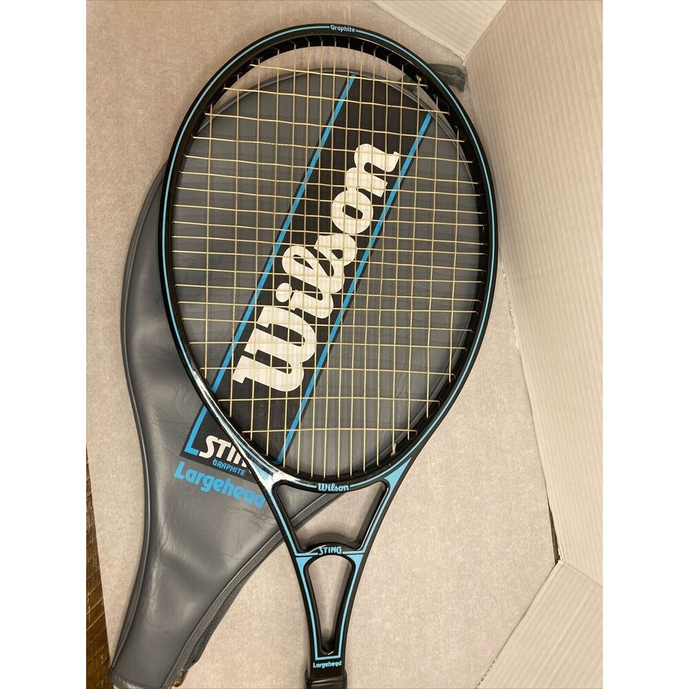 Vintage 80s Wilson Retro Tennis Sting Largehead Graphite Racquet 4 1/4 W/Cover